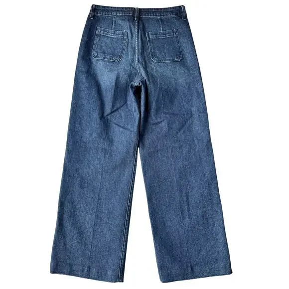 Old Navy Extra High-Waisted Trouser Wide-Leg Jeans Women's Dark Wash Denim - 10L - Picture 6 of 9